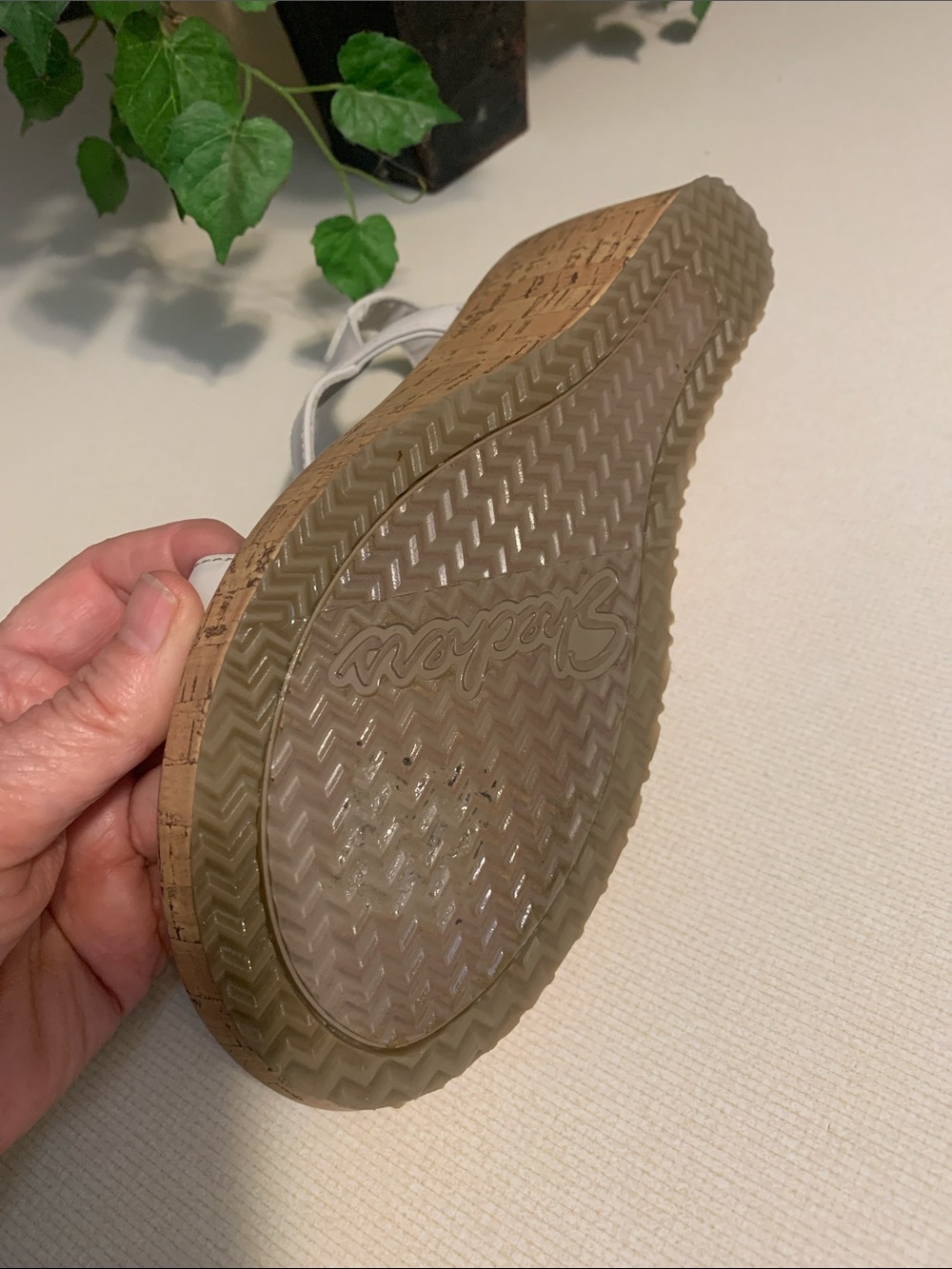Skechers White Beaded T-Strap Sandals - Picture 7 of 8
